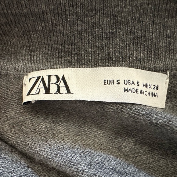 Zara Wool Thin Collared Cardigan Sweater Gray Size Small - Picture 4 of 6